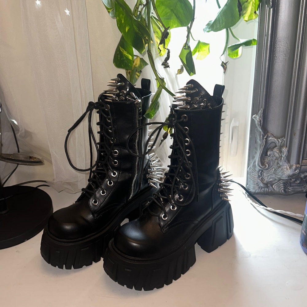 Dollskill Black Spiked Combat Boots